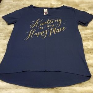 New "Knitting is my Happy Place" Hi-lo T-shirt